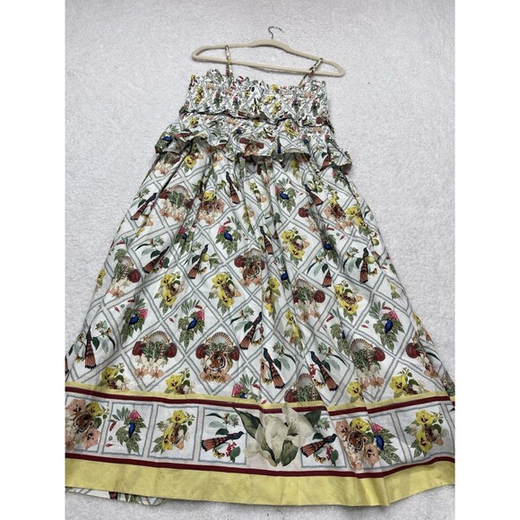 Anthropologie Midi Dress Yellow Floral Smock Peplum Preppy Boho Vacay Large NWT - Picture 8 of 12